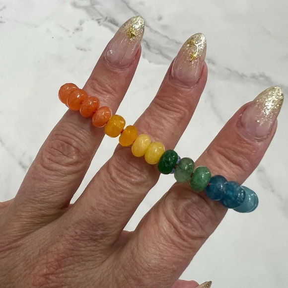 Rainbow Jade Gemstone Bracelet Silver Plated Clasp - Picture 7 of 7